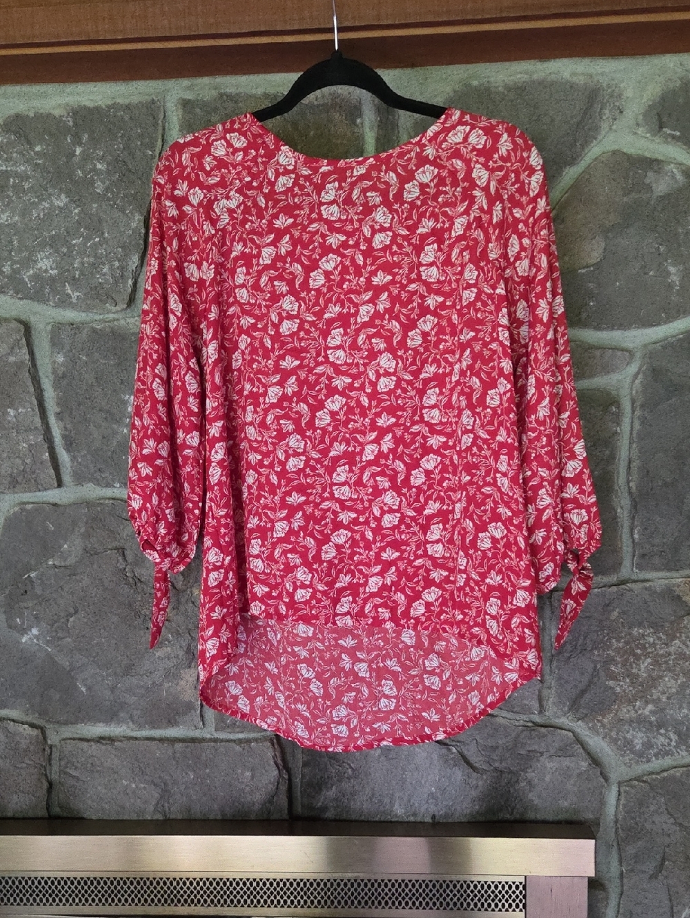 Papermoon Red Floral Tie-Cuff Blouse
